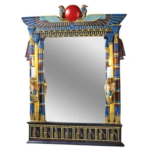 Wadjet Egyptian Wall Mirror with Cobra Sconces
