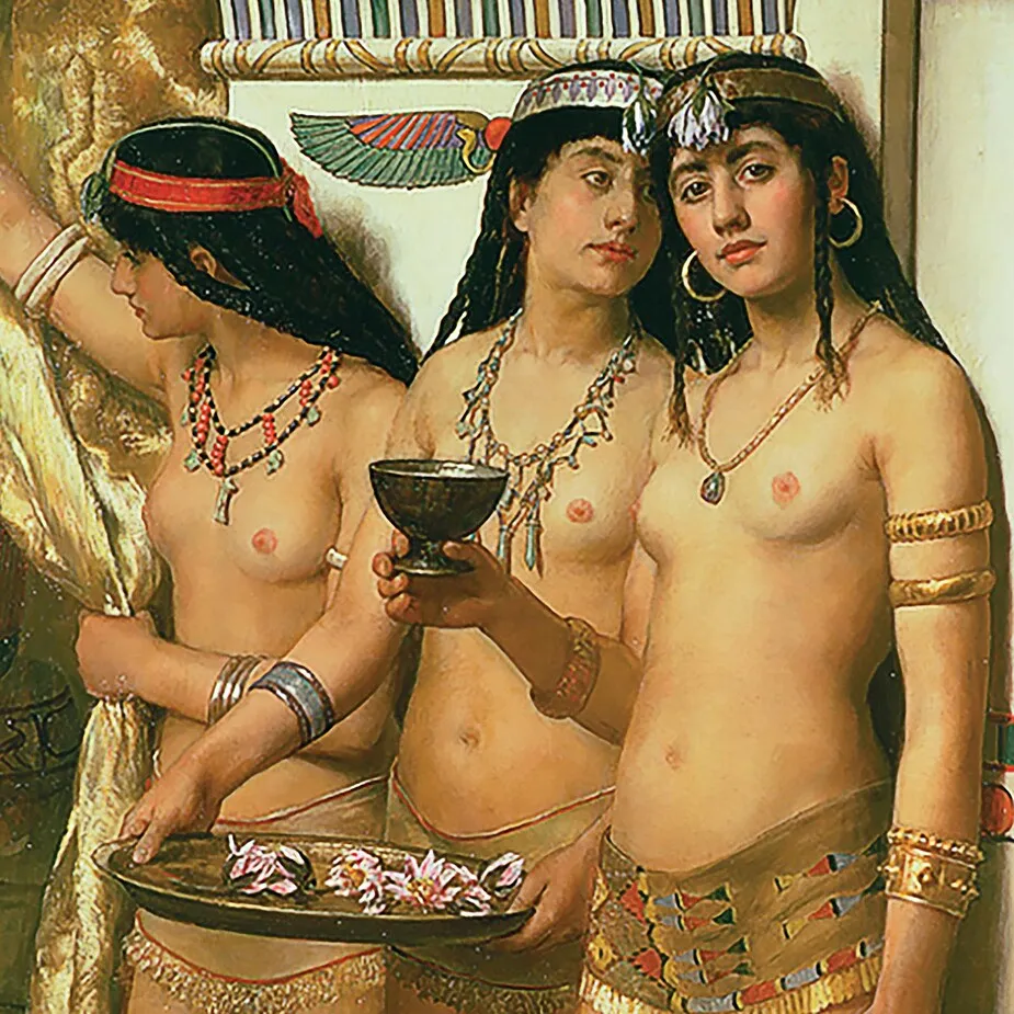 Pharaoh's Handmaidens Framed Canvas Replica Painting: Grande