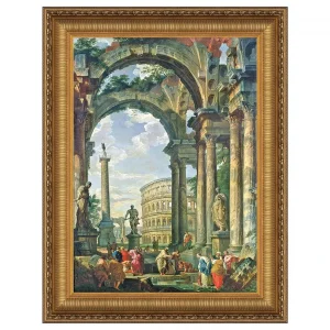 Roman Capriccio Framed Canvas Replica Painting: Small