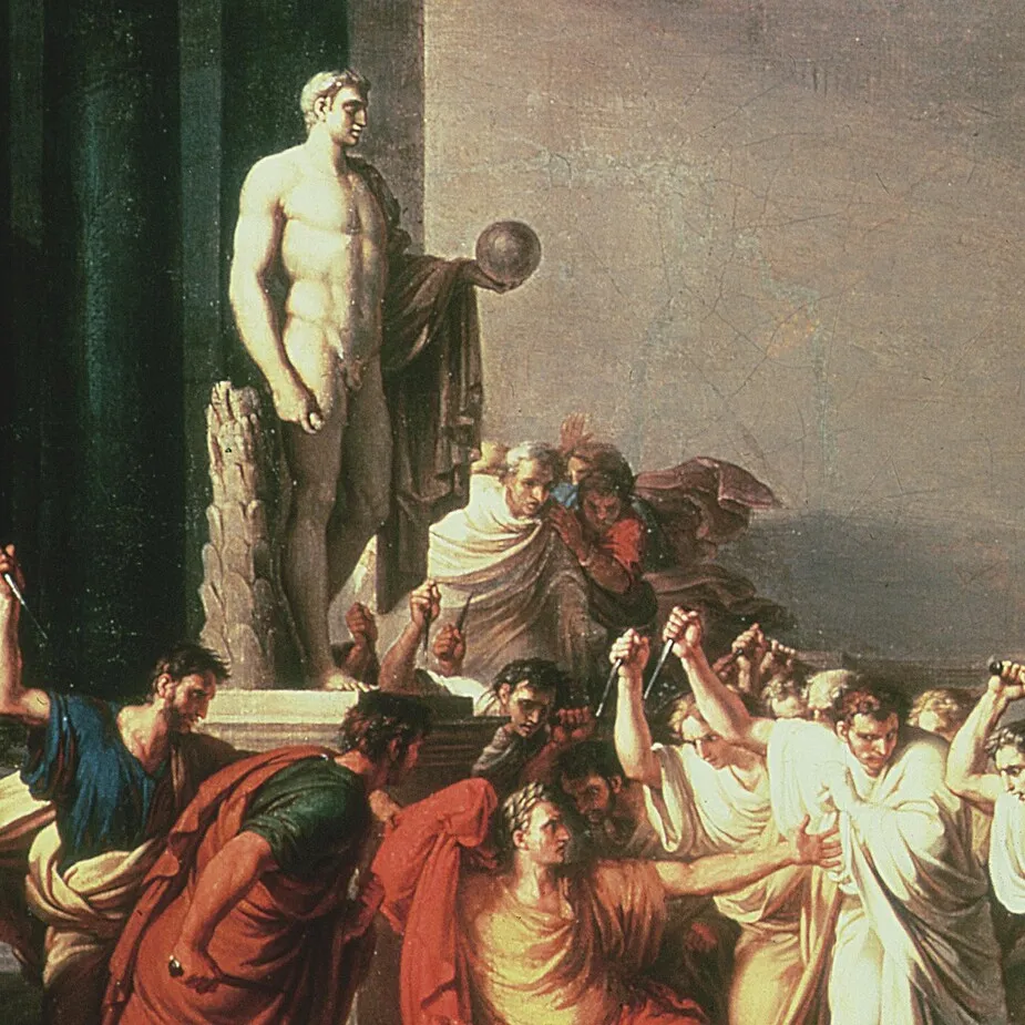 Death of Julius Caesar Framed Canvas Replica Painting: Medium
