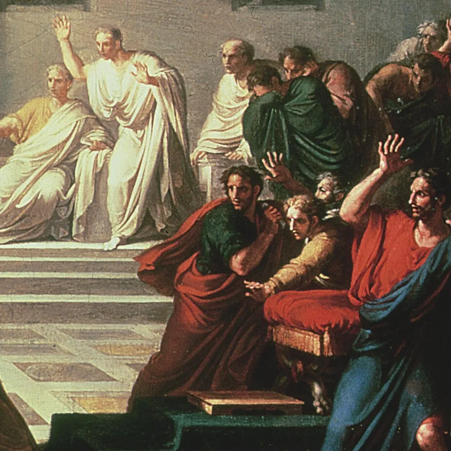 Death of Julius Caesar Framed Canvas Replica Painting: Large