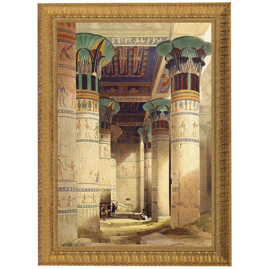 Egyptian Grand Portico Philae Framed Canvas Replica Painting: Medium