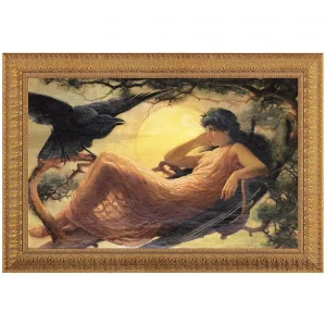 The Night Raven Sings, Framed Canvas Replica Painting: Medium
