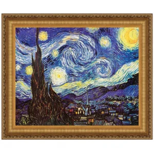 Starry Night Framed Canvas Replica Painting: Small