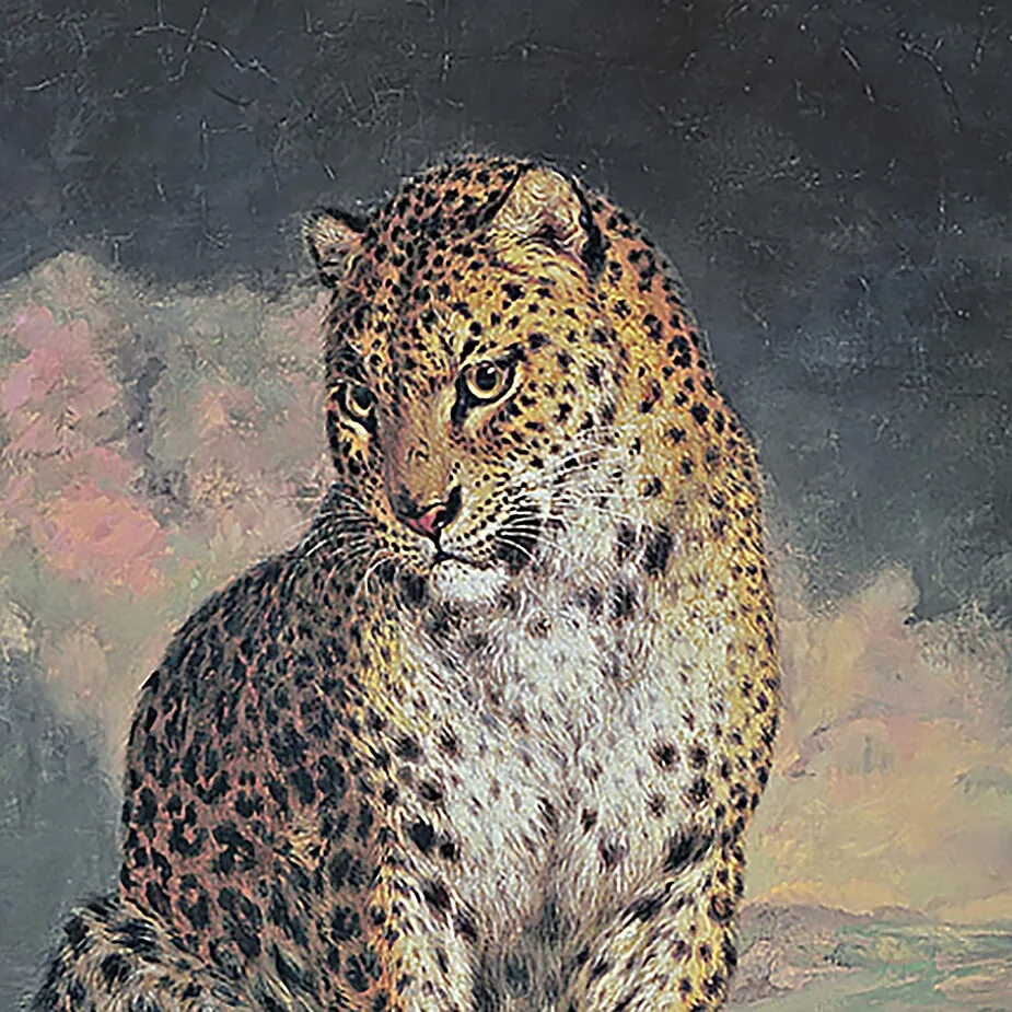 A Pair of Leopards Framed Canvas Replica Painting: Small