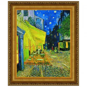 Cafe Terrace on the Place du Forum Framed Canvas Replica Painting: Large