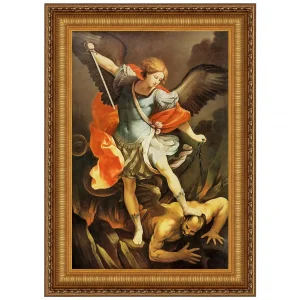 Archangel Saint Michael Framed Canvas Replica Painting: Large