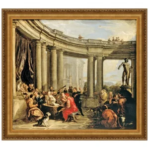 Concert Given in the Interior Framed Canvas Replica Painting: Small
