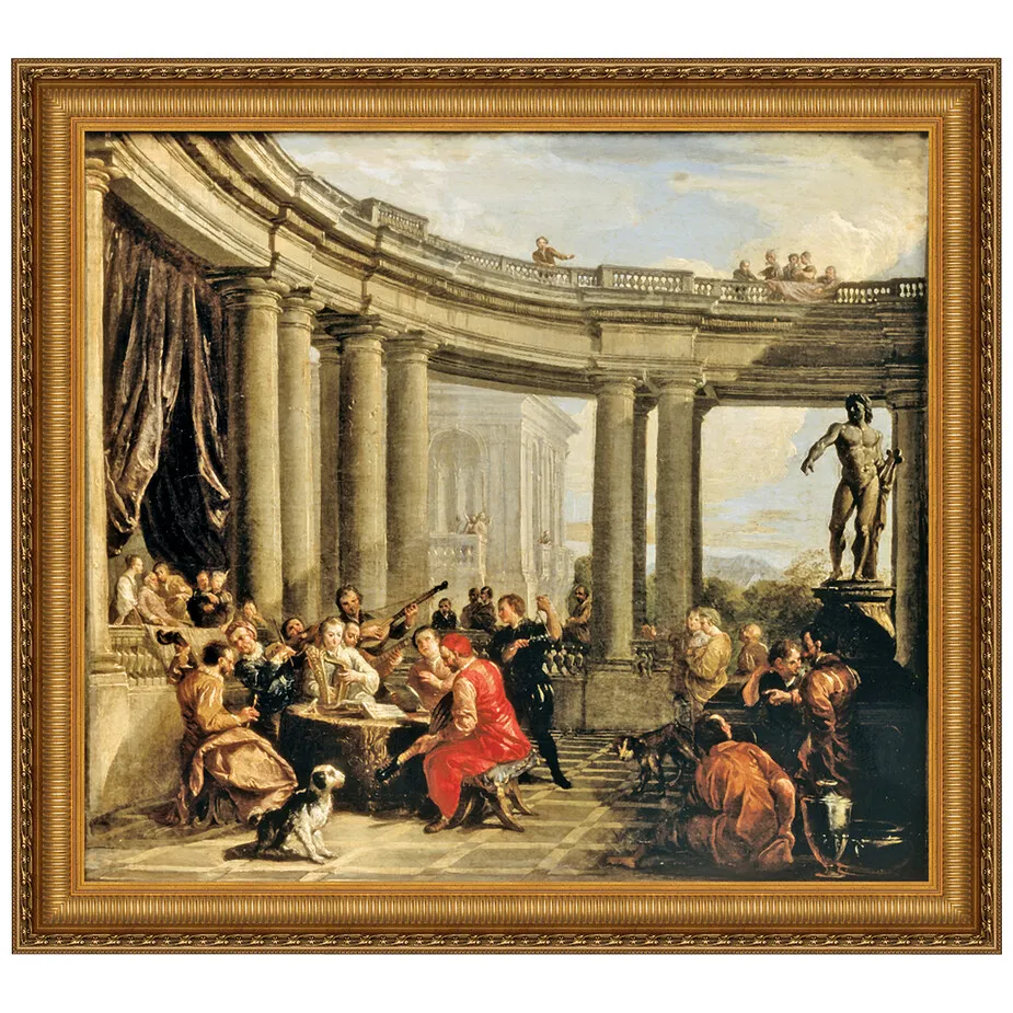 Concert Given in the Interior Framed Canvas Replica Painting: Medium