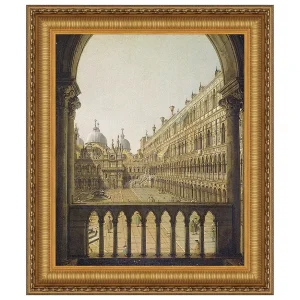 Interior Court of the Doge's Palace Framed Canvas Replica Painting: Medium