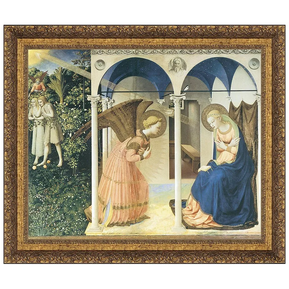 The Annunciation Altarpiece Framed Canvas Replica Painting: Large