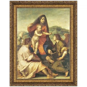 The Virgin and Child Framed Canvas Replica Painting: Large