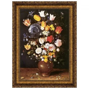 Bouquet of Flowers Framed Canvas Replica Painting: Large