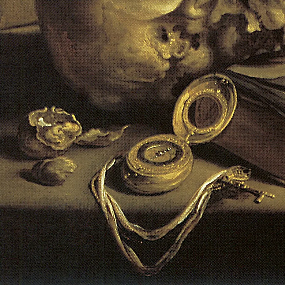 A Vanitas Still Life Framed Canvas Replica Painting: Grande