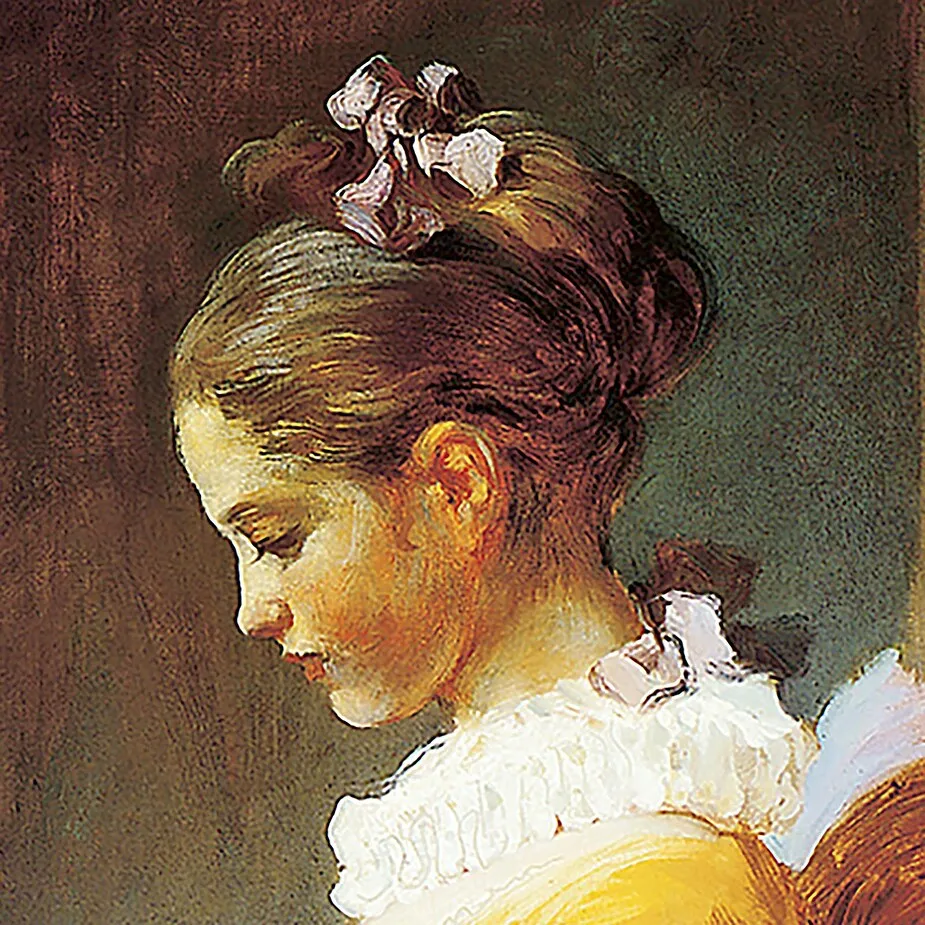 A Young Girl Reading Framed Canvas Replica Painting: Small