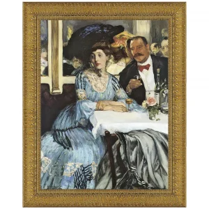 Chez Mouquin Framed Canvas Replica Painting: Small
