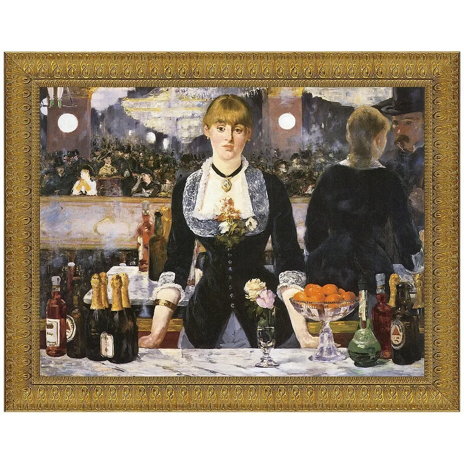 A Bar at the Folies-Bergere Framed Canvas Replica Painting: Large