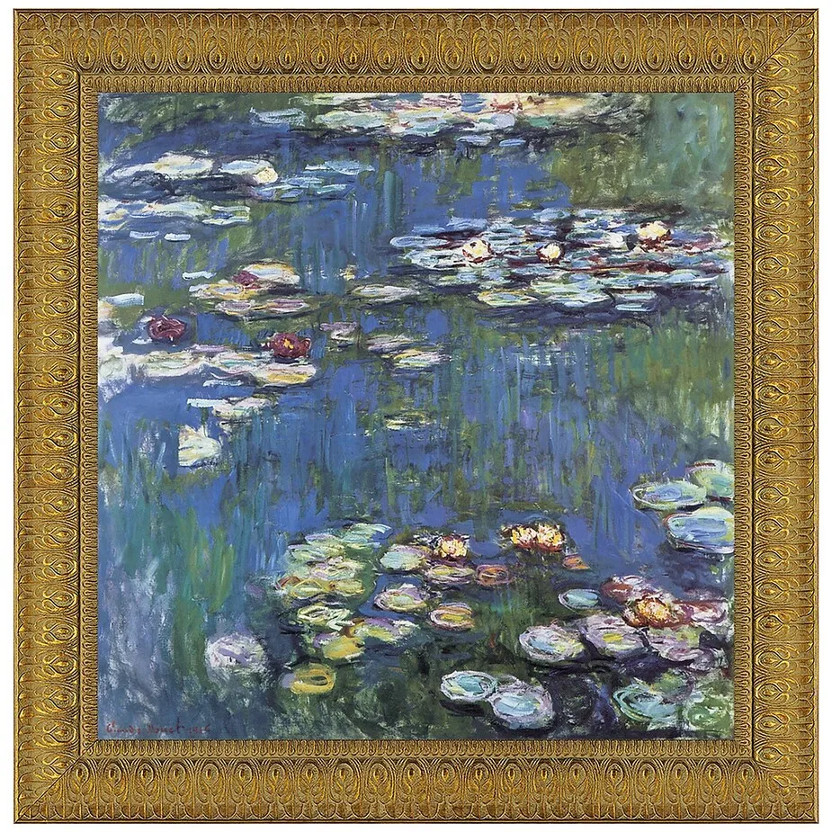 Waterlilies Framed Canvas Replica Painting: Grande