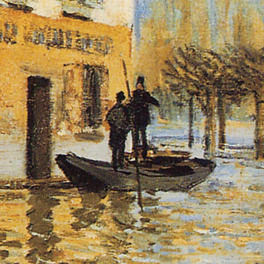 L'Inondation a Port-Marly Framed Canvas Replica Painting: Small