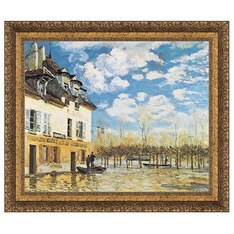 L'Inondation a Port-Marly Framed Canvas Replica Painting: Grande