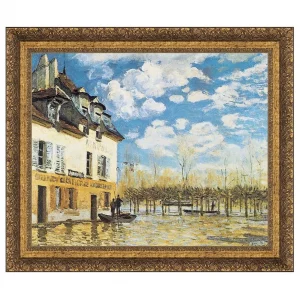 L'Inondation a Port-Marly Framed Canvas Replica Painting: Grande