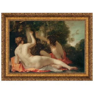 Angelica and Medoro Framed Canvas Replica Painting: Grande