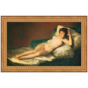 The Nude Maja (La Maja Desnuda) Framed Canvas Replica Painting: Large