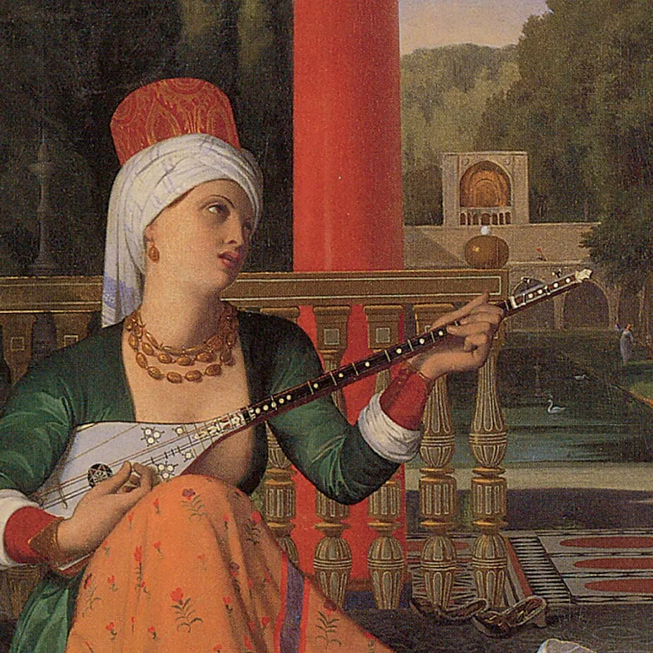 Odalisque with Slave Framed Canvas Replica Painting: Small