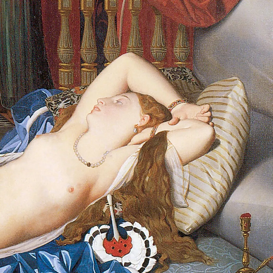 Odalisque with Slave Framed Canvas Replica Painting: Large