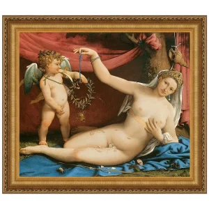 Venus and Cupid Framed Canvas Replica Painting: Small