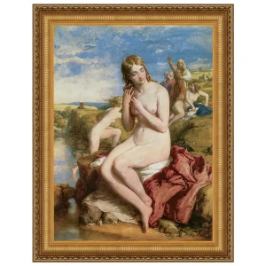 Bathers Surprised Framed Canvas Replica Painting: Medium