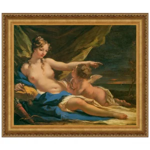 Venus and Cupid Framed Canvas Replica Painting: Small