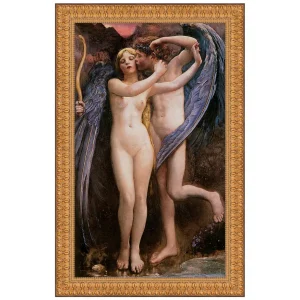 Cupid and Psyche Framed Canvas Replica Painting: Large