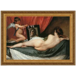 Venus at her Mirror Framed Canvas Replica Painting: Medium