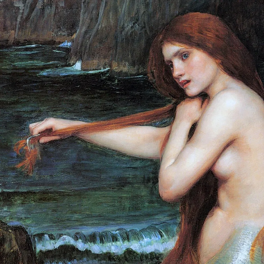 A Mermaid Framed Canvas Replica Painting: Grande
