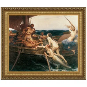 Ulysses and the Sirens Framed Canvas Replica Painting: Grande