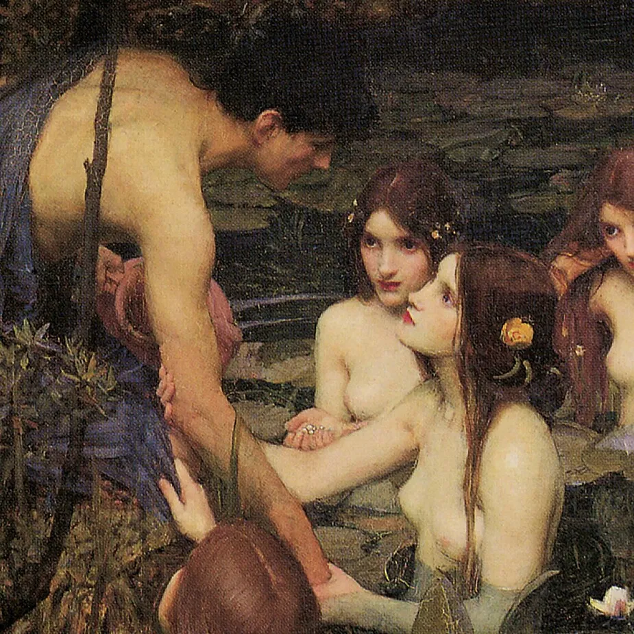 Hylas and the Water Nymphs Framed Canvas Replica Painting: Small