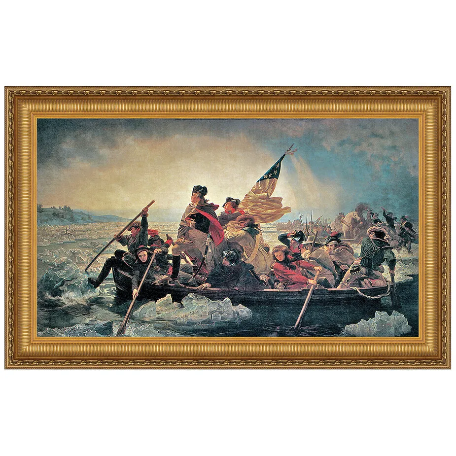 Washington Crossing the Delaware Framed Canvas Replica Painting: Large