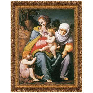 Virgin and Child with Saints Elizabeth and John Framed Canvas Replica Painting: Grande