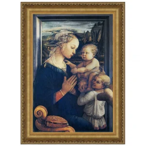 Madonna and Child with Two Angels Framed Canvas Replica Painting: Grande