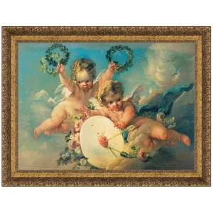 La Cible d'Amour Framed Canvas Replica Painting: Large
