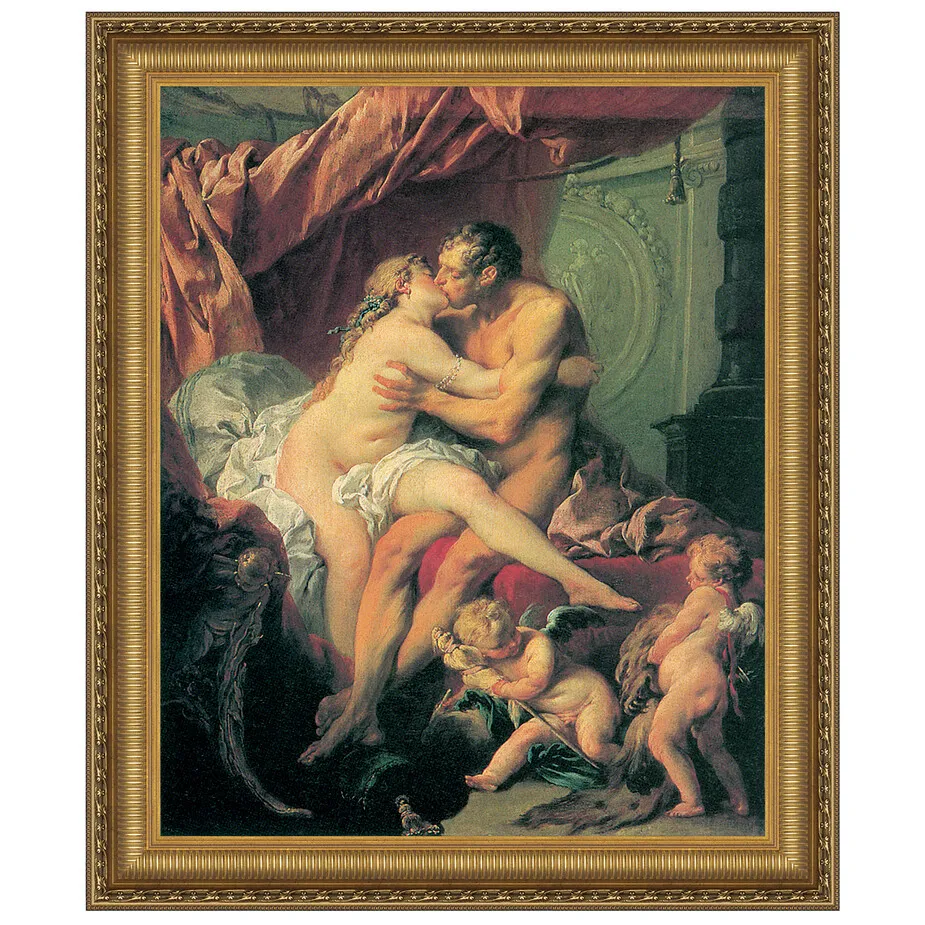 Hercules and Omphale Framed Canvas Replica Painting: Small