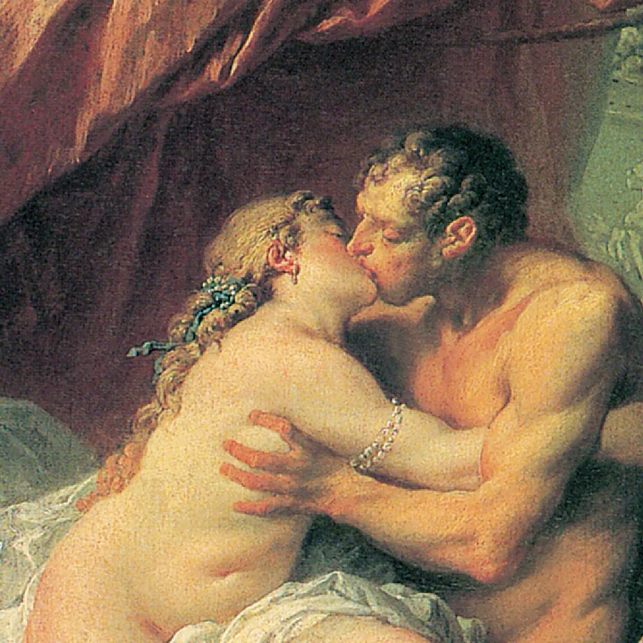 Hercules and Omphale Framed Canvas Replica Painting: Grande