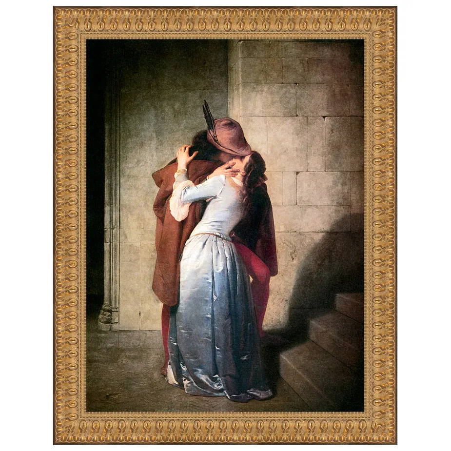The Kiss Framed Canvas Replica Painting: Small