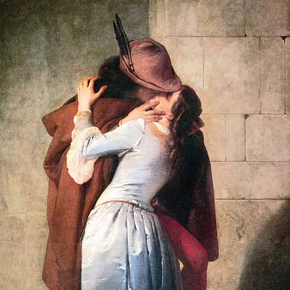 The Kiss Framed Canvas Replica Painting: Large