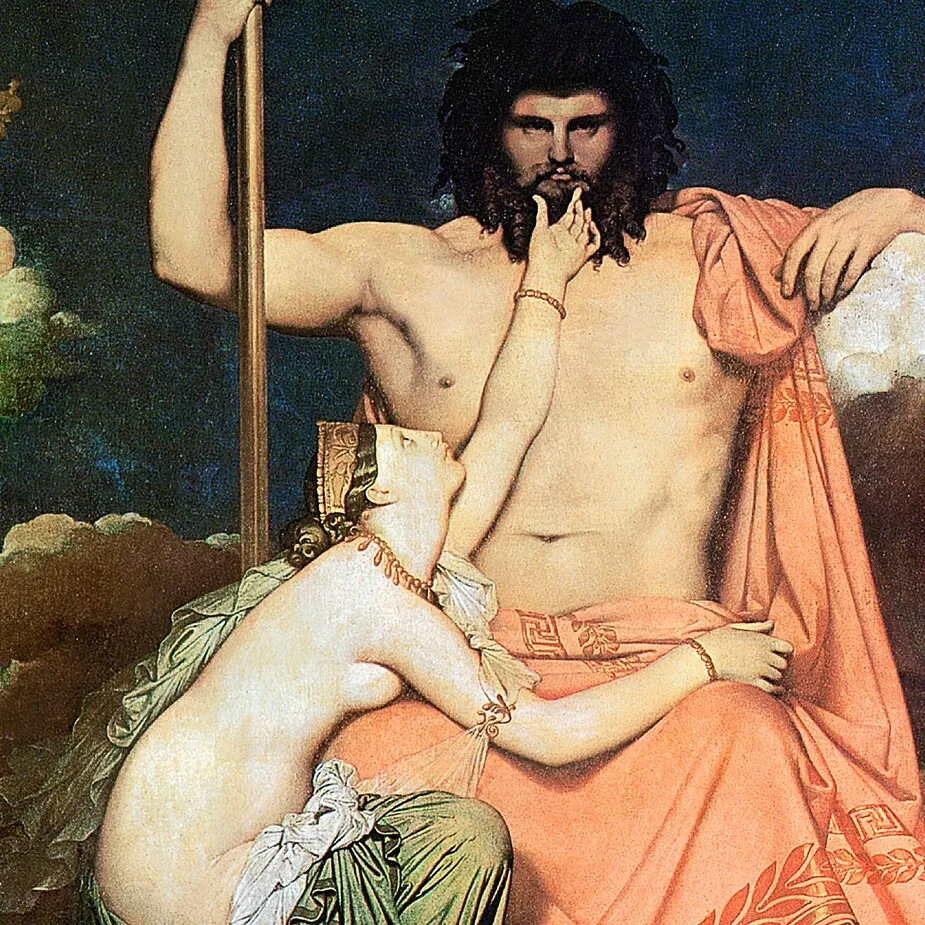 Jupiter and Thetis Framed Canvas Replica Painting: Grande