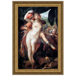 Venus and Adonis Framed Canvas Replica Painting: Grande
