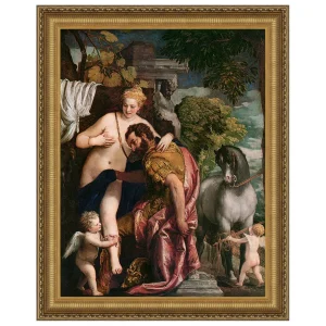 Venus and Mars United by Love Framed Canvas Replica Painting: Grande