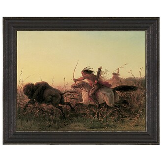 Indian Buffalo Hunt Framed Canvas Replica Painting: Medium