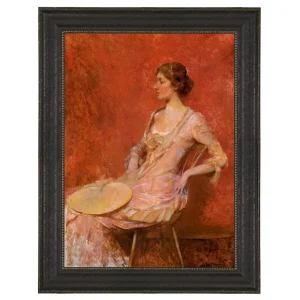 The Palm Leaf Fan Framed Canvas Replica Painting: Large